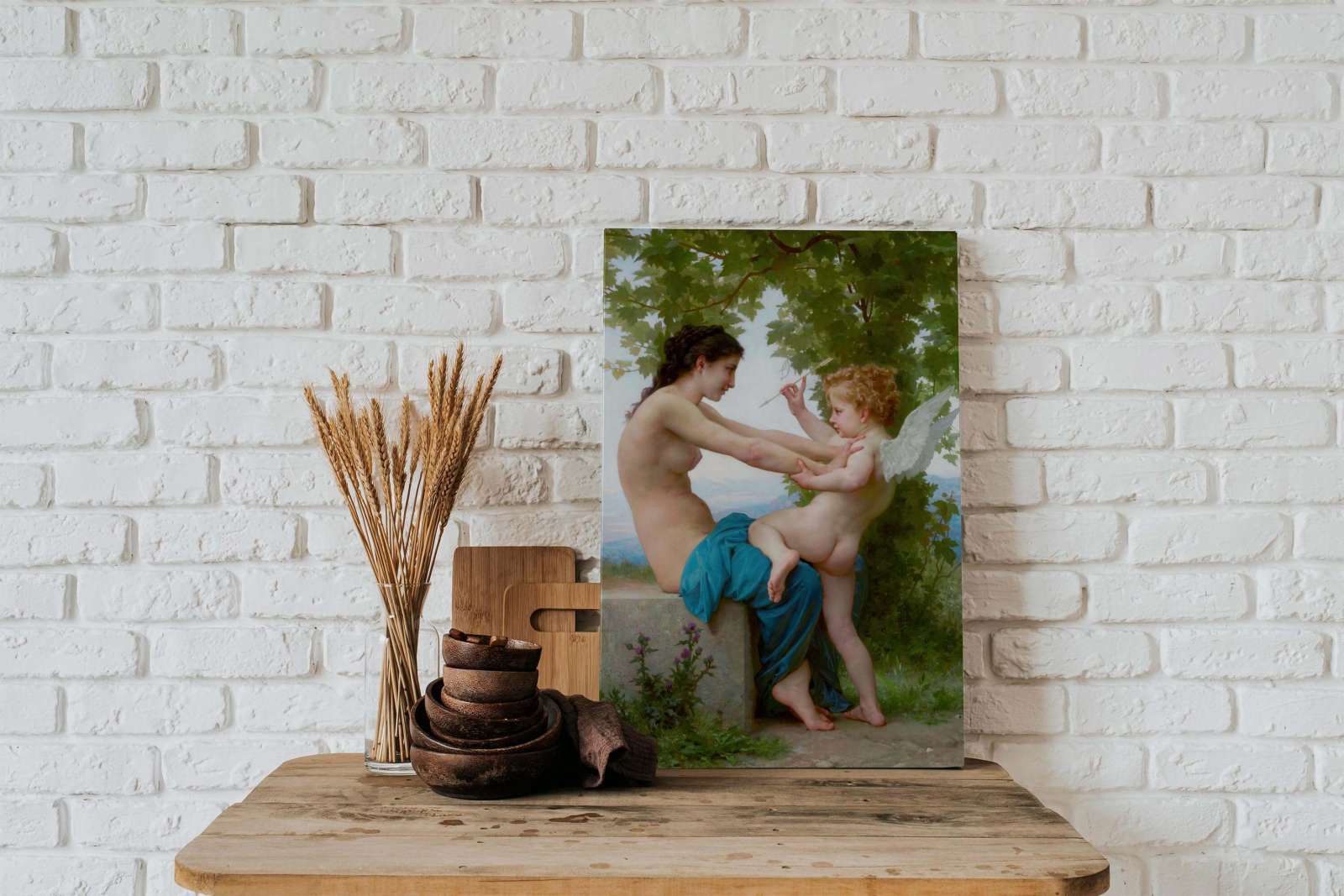 Reprodukcija „Jauna mergina, besiginanti nuo Eroto“, William Bouguereau