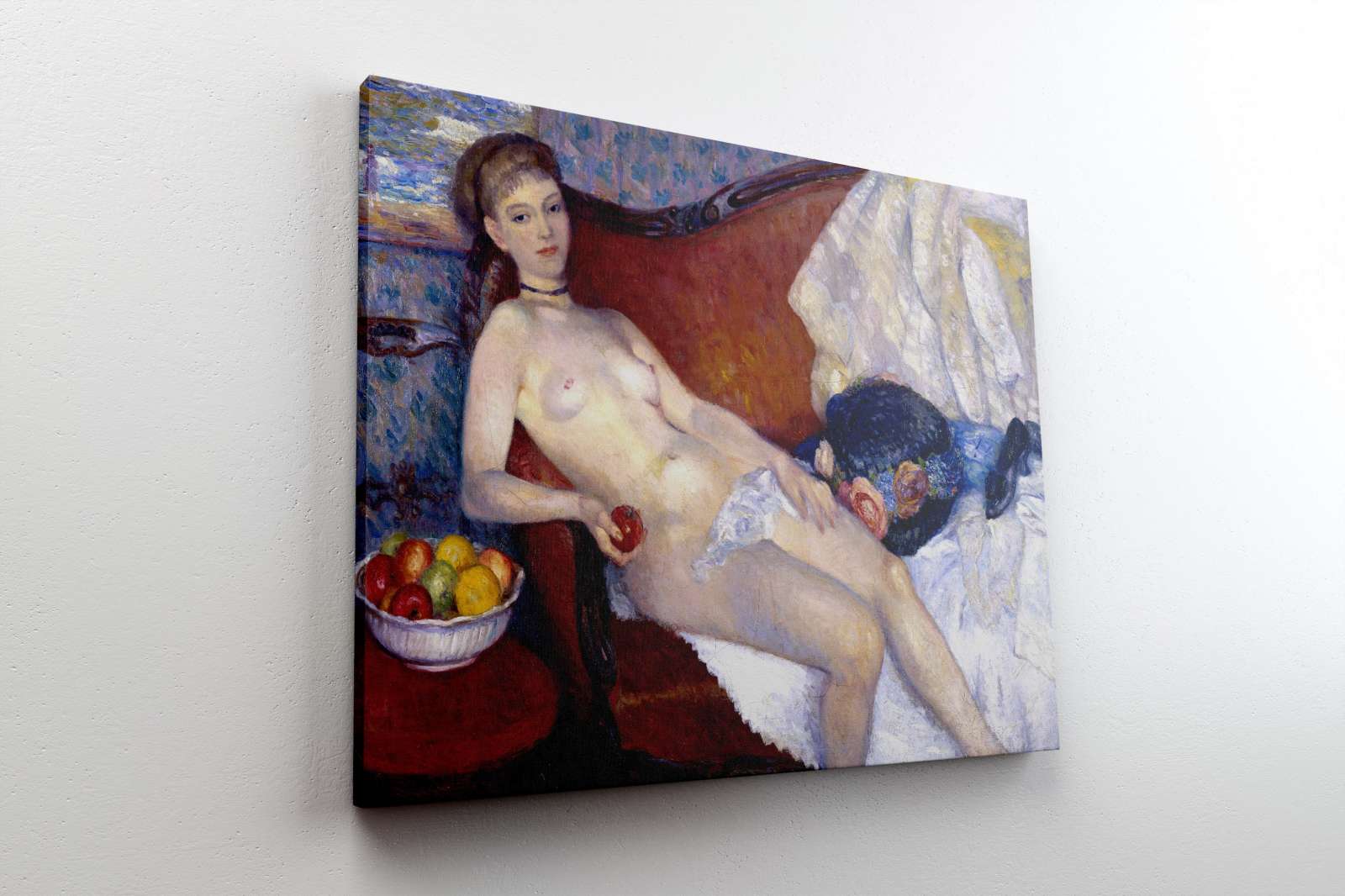 Reprodukcija „Nuoga moteris su obuoliu“, William James Glackens
