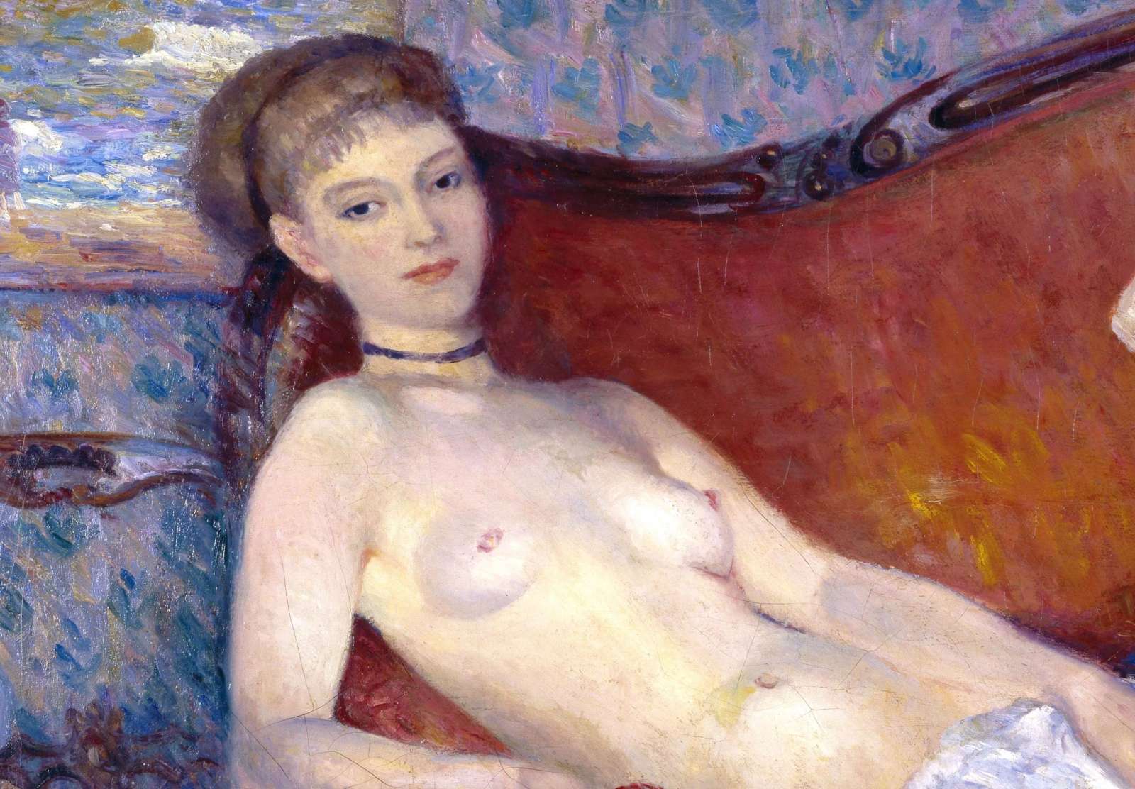 Reprodukcija „Nuoga moteris su obuoliu“, William James Glackens