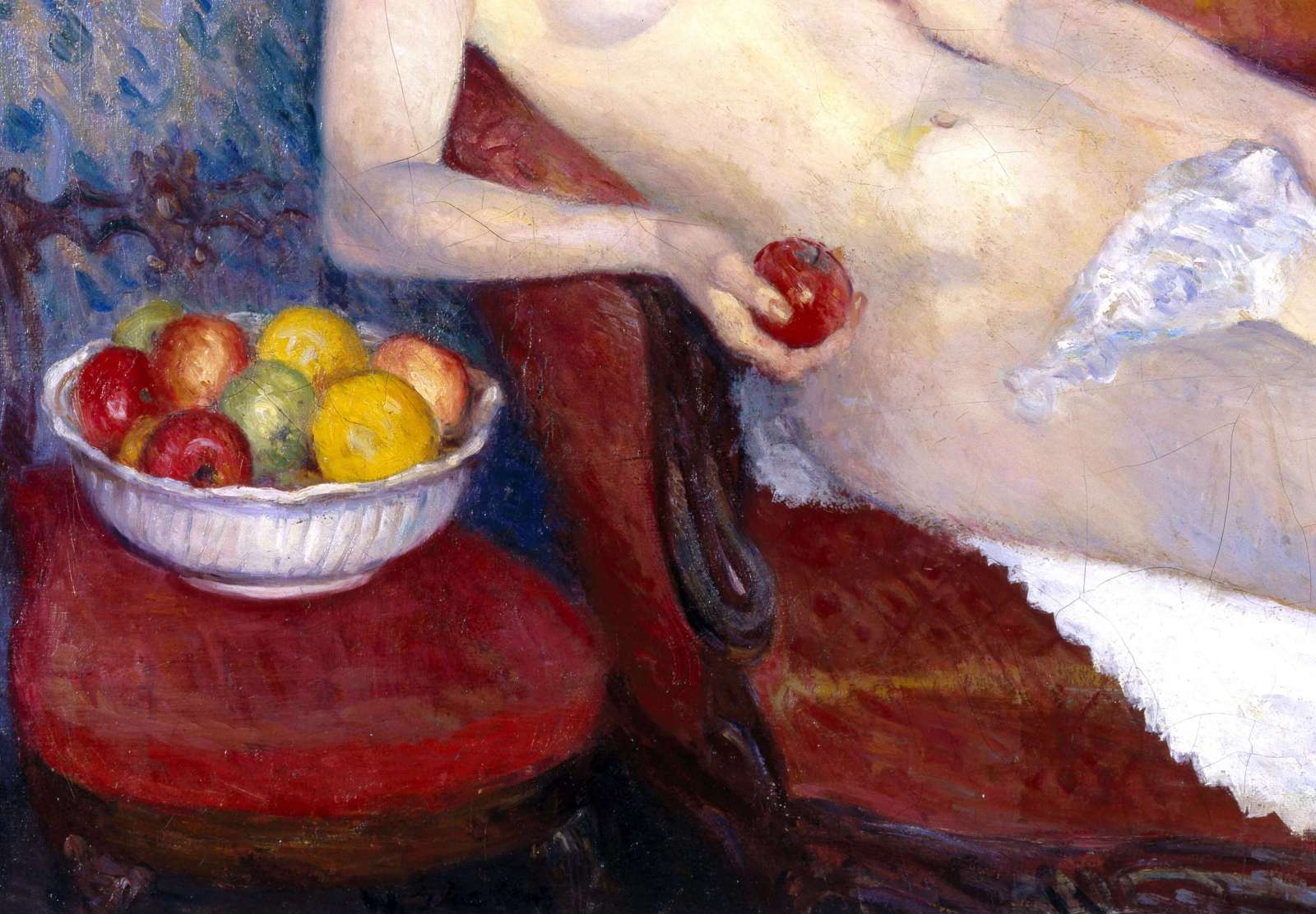 Reprodukcija „Nuoga moteris su obuoliu“, William James Glackens