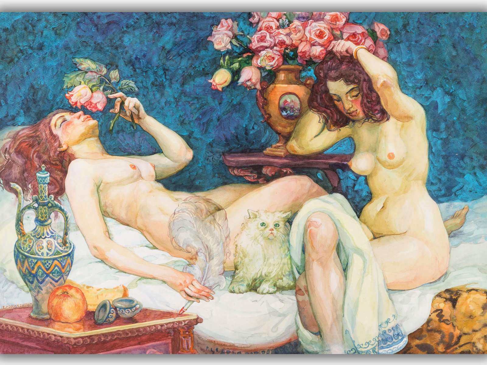 Reprodukcija „Buduaro scena“, Eduard Adrian Dussek