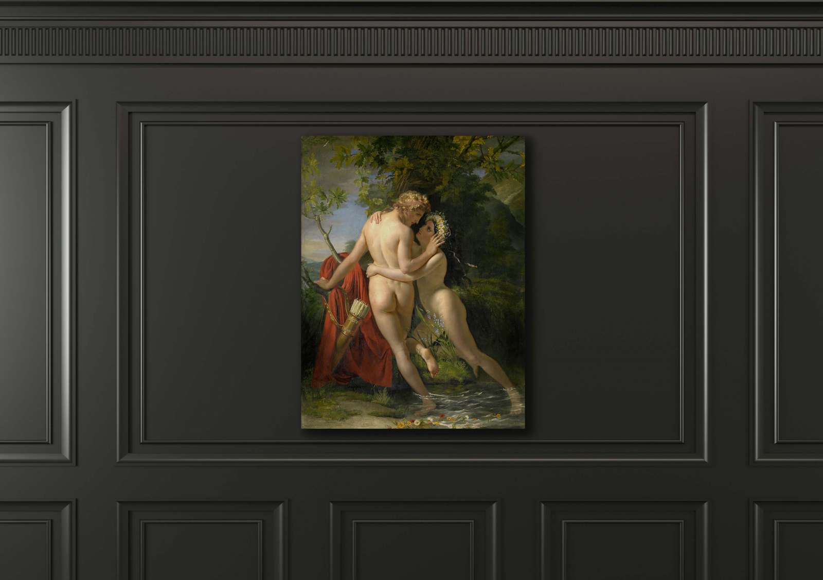 Reprodukcija „Nimfa Salmacis ir Hermafroditas“, François-Joseph Navez (1829)
