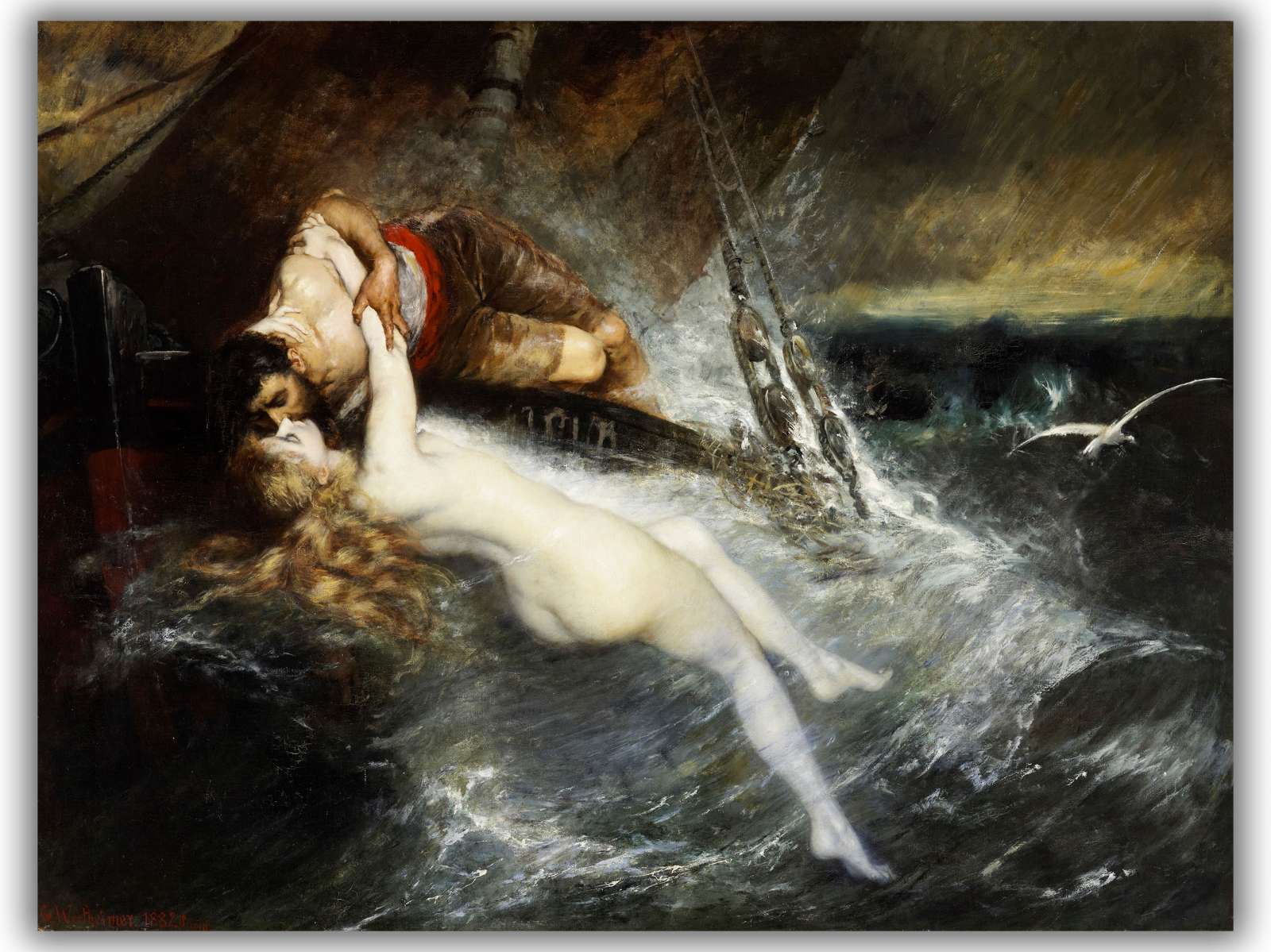 Reprodukcija „Sirenos bučinys“, Gustav Wertheimer (1882)