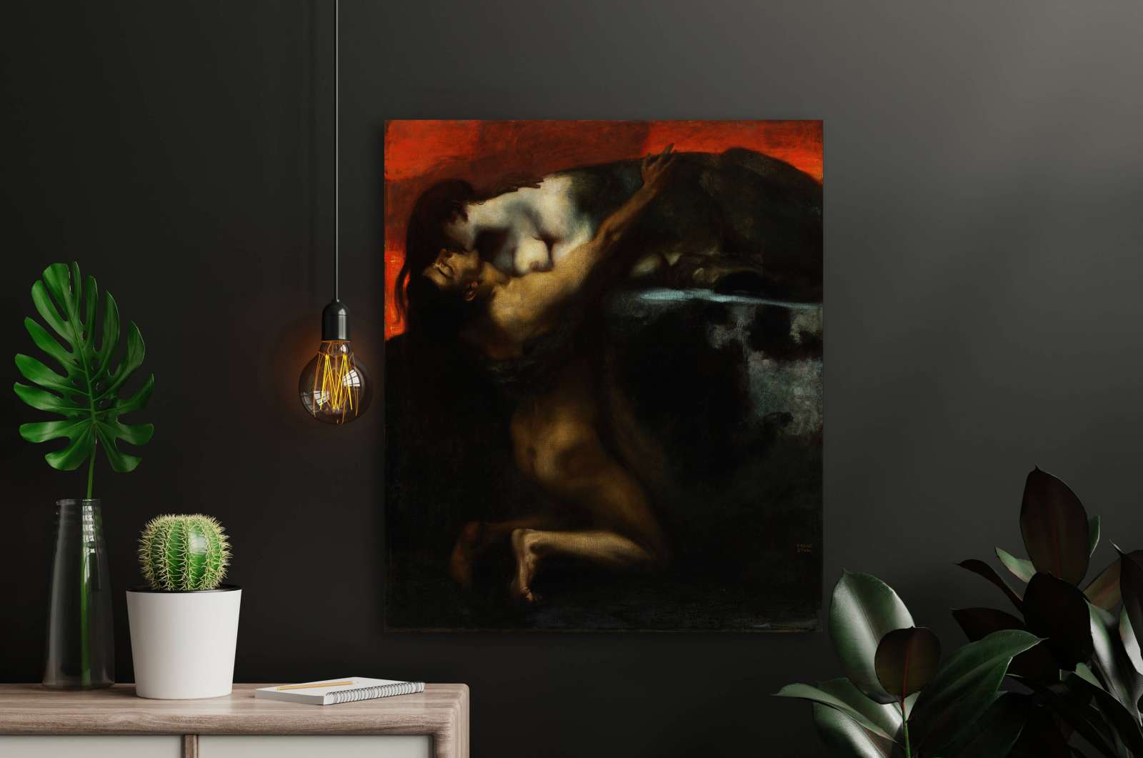 Reprodukcija „Sfinkso bučinys“, Franz von Stuck (1895)