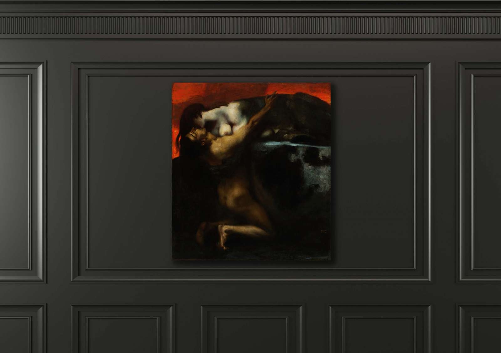 Reprodukcija „Sfinkso bučinys“, Franz von Stuck (1895)