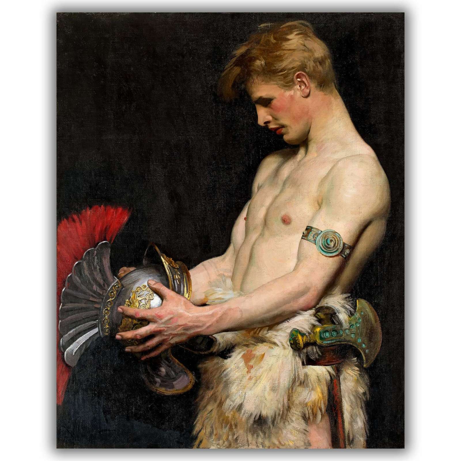 Reprodukcija „Germanų karys su šalmu“, Osmar Schindler (1902)