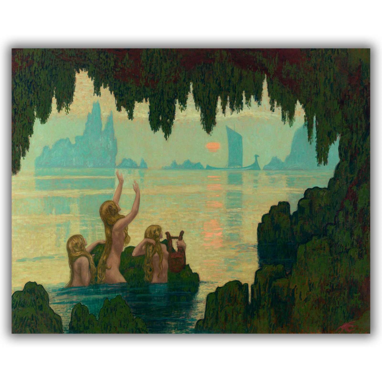 Reprodukcija „Vandens dainos“, Jean-Francis Auburtin (1912)