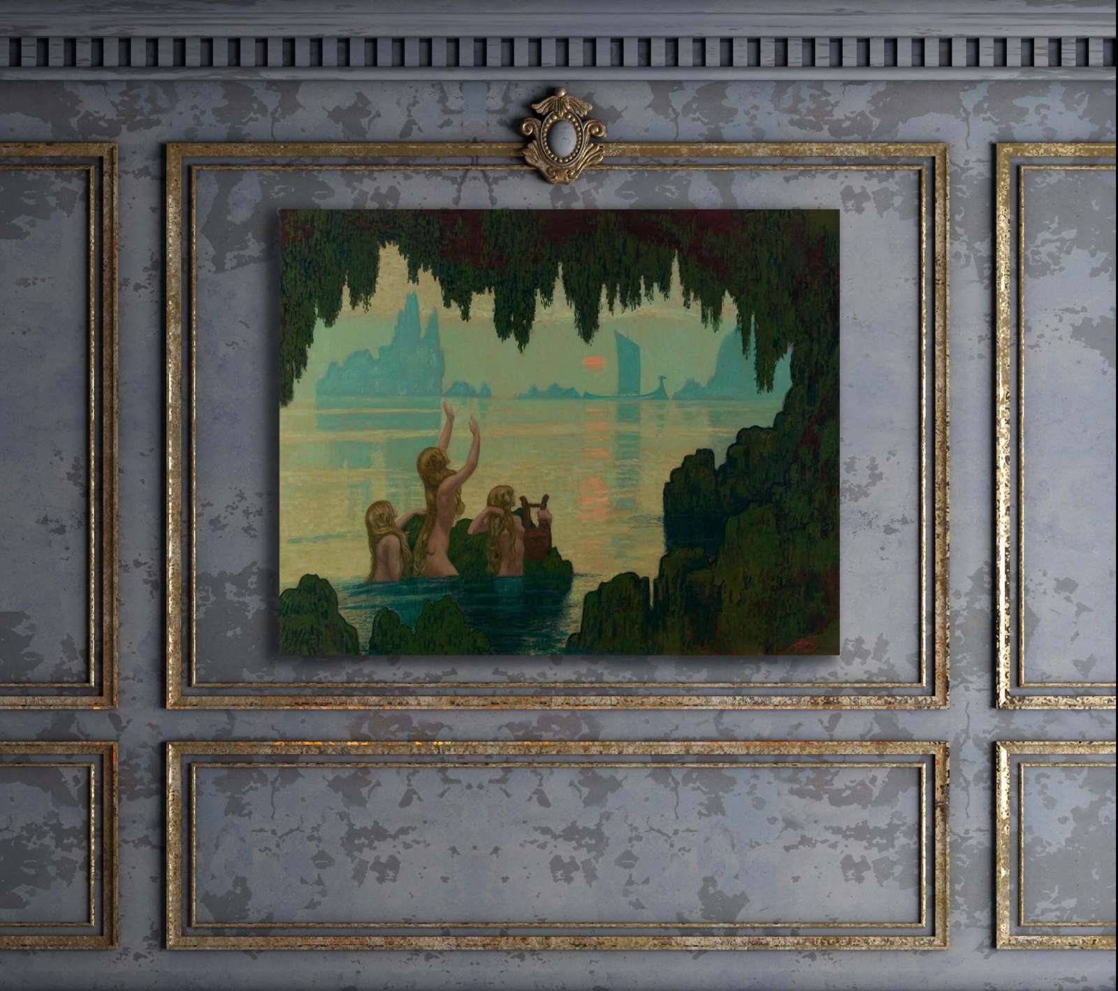 Reprodukcija „Vandens dainos“, Jean-Francis Auburtin (1912)