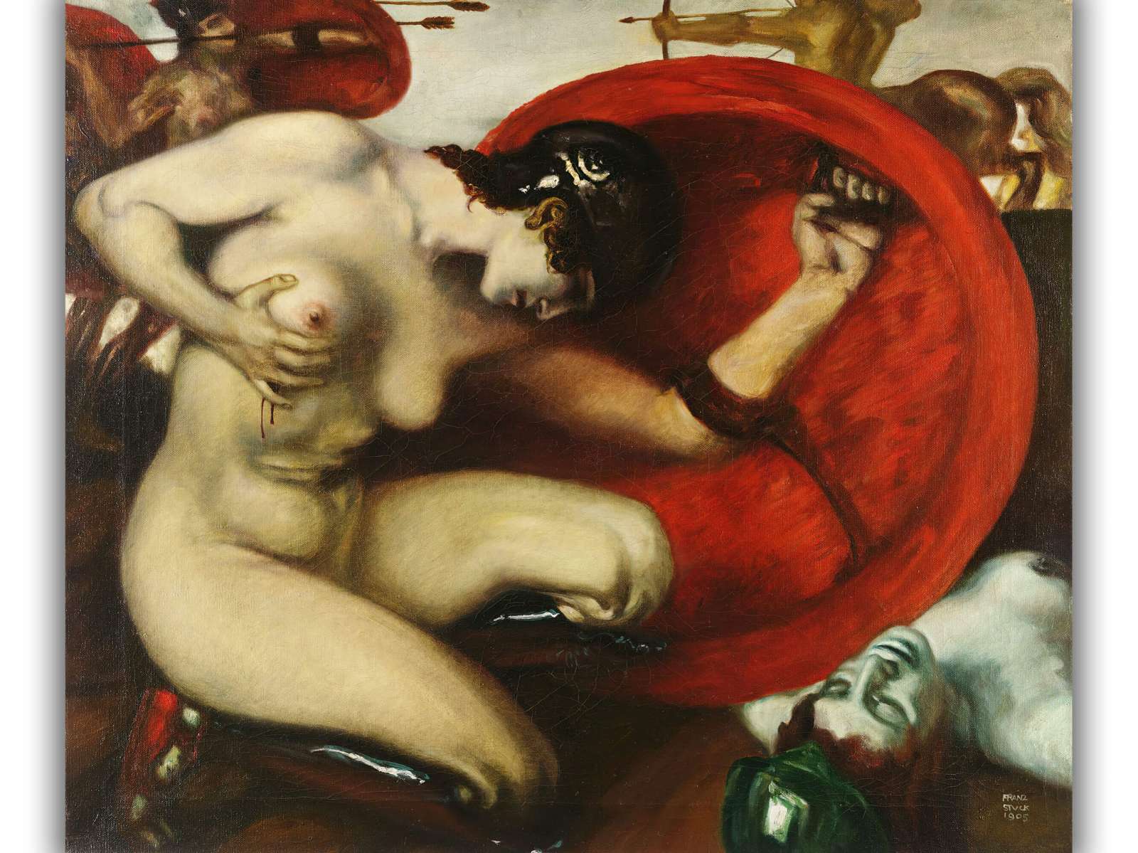 Reprodukcija „Sužeista amazonė“, Franz von Stuck (1905)
