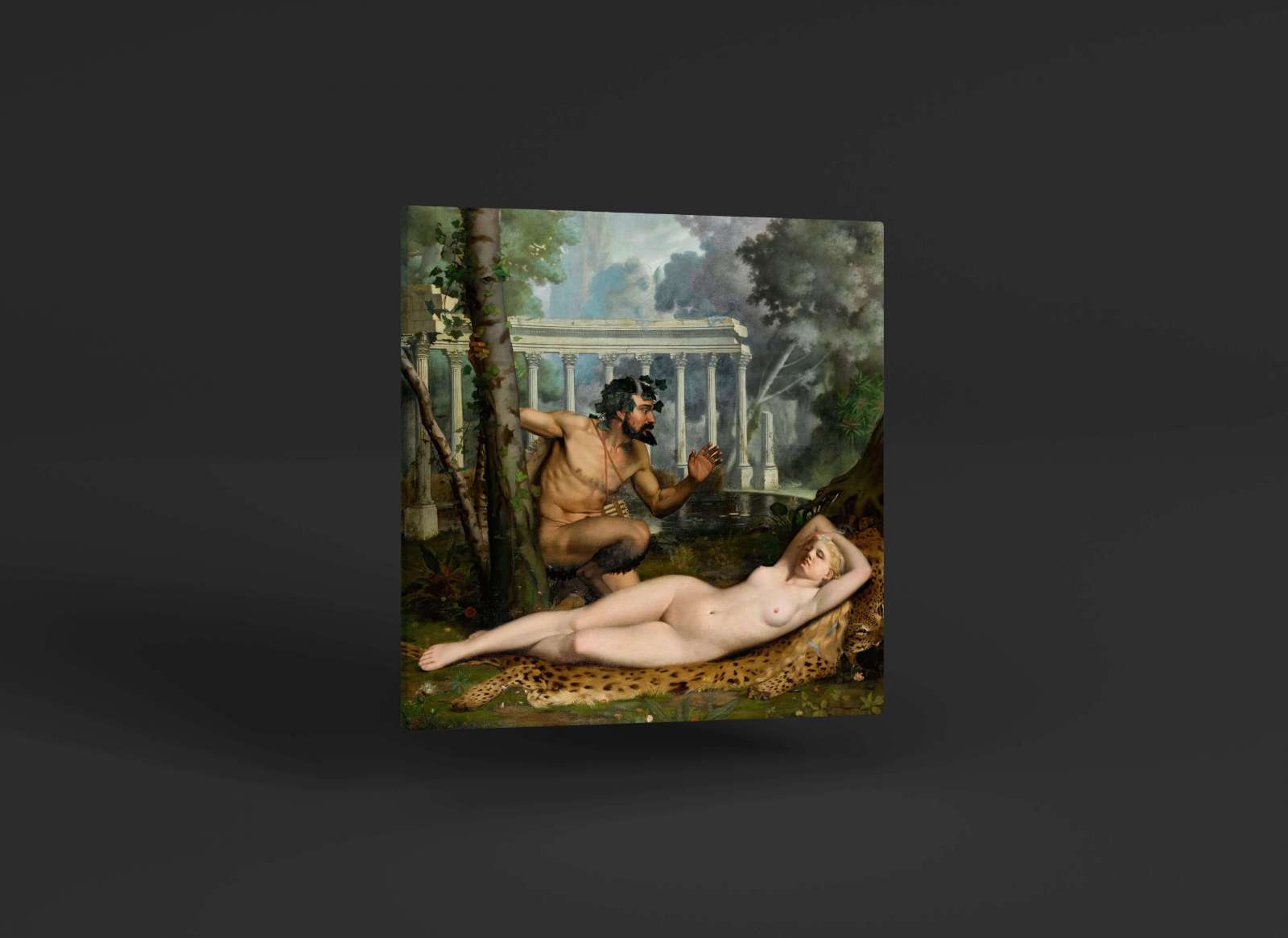 Reprodukcija „Nimfa ir satyras“, Adolphe Alexandre Lesrel (1865)