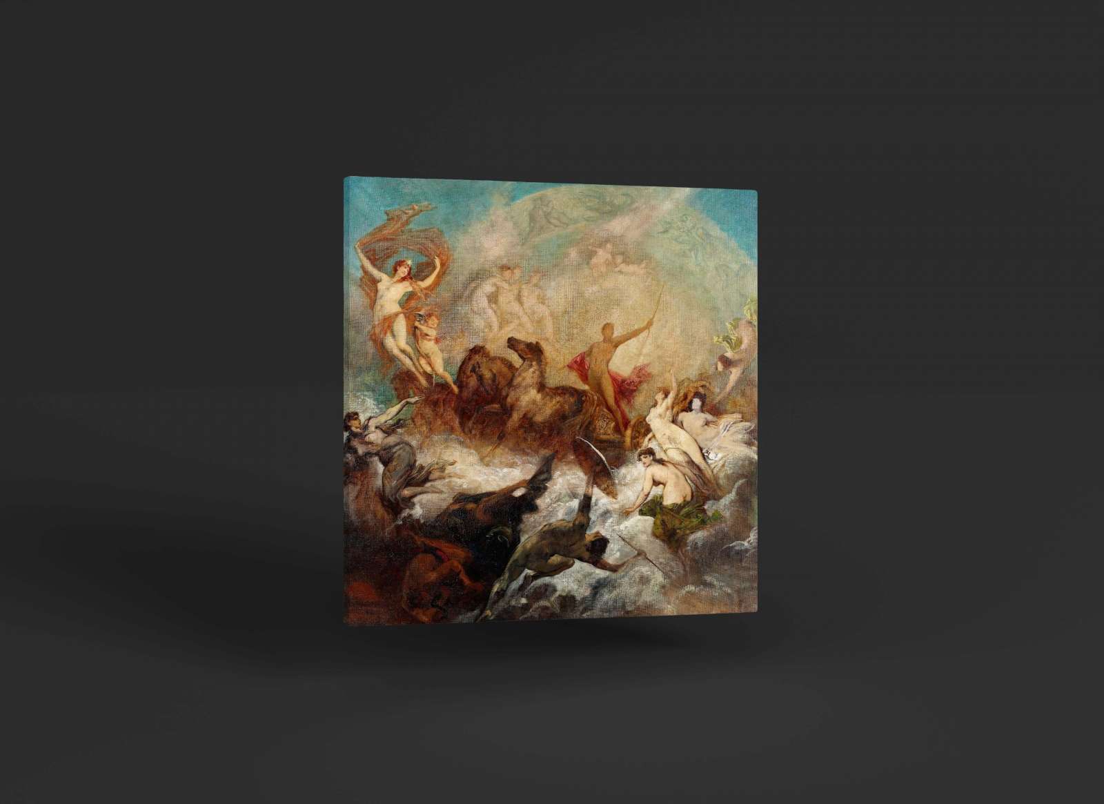 Reprodukcija „Šviesos pergalė prieš tamsą“, Hans Makart (1884)