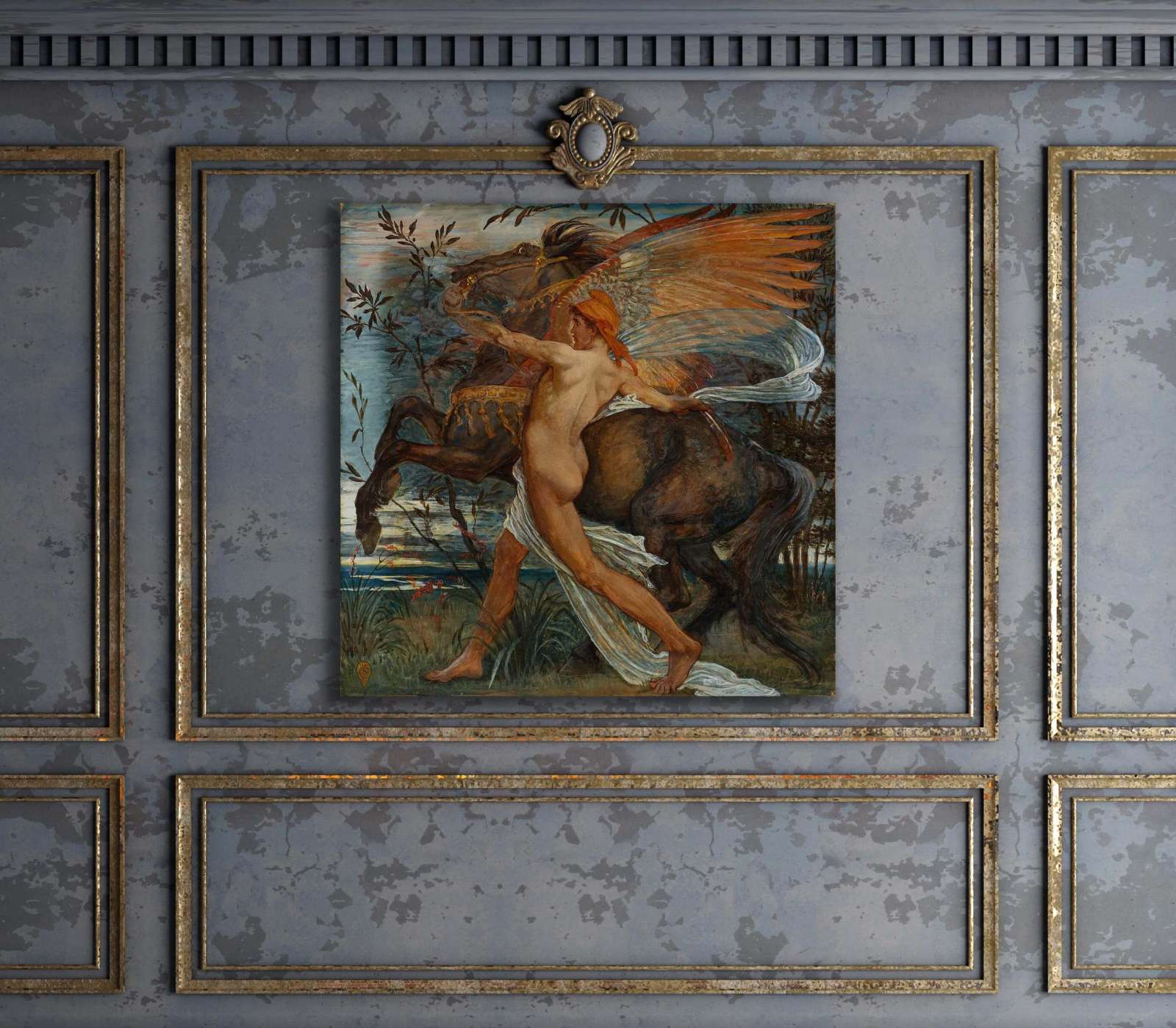 Reprodukcija „Pegasas“, Walter Crane (1889)