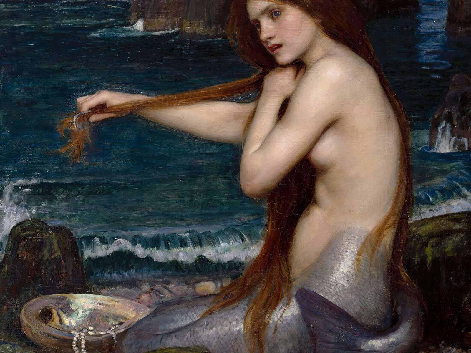 Reprodukcija „Undinė“, John William Waterhouse (1900)
