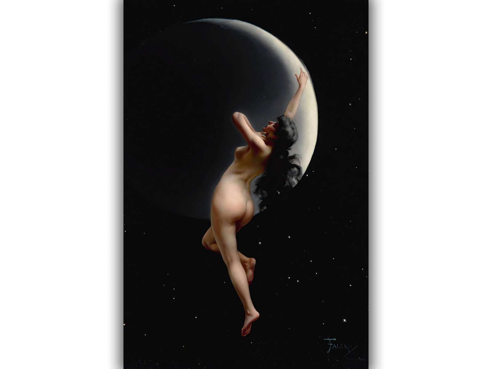 Reprodukcija „Naktis“, Luis Ricardo Falero (1883)
