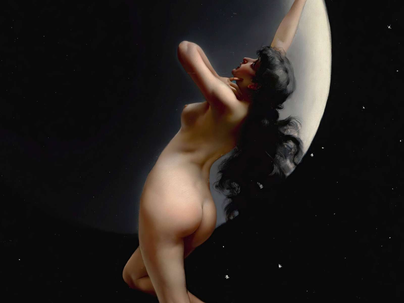 Reprodukcija „Naktis“, Luis Ricardo Falero (1883)