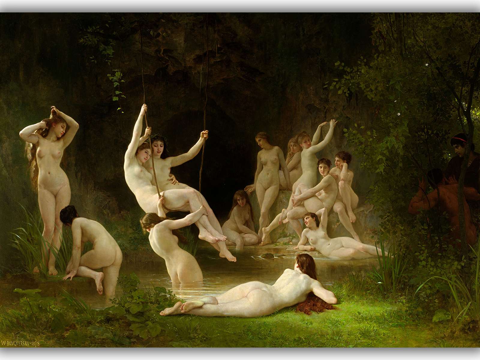 Reprodukcija „Nimfos“, William Bouguereau (1878)