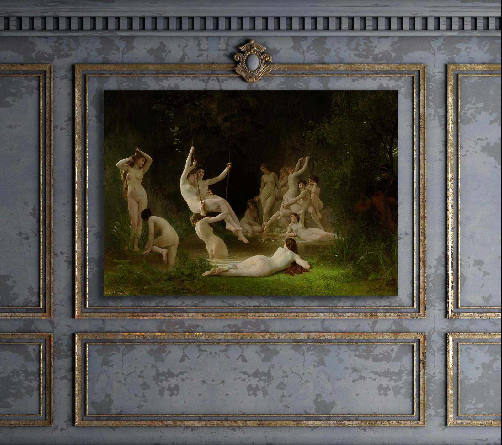 Reprodukcija „Nimfos“, William Bouguereau (1878)