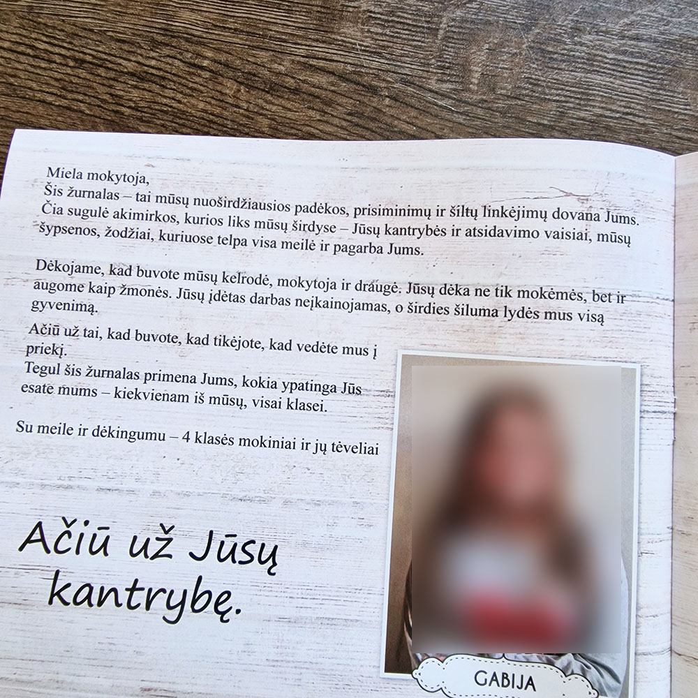 Dovana darželio auklėtojai, mokytojai - personalizuotas žurnalas