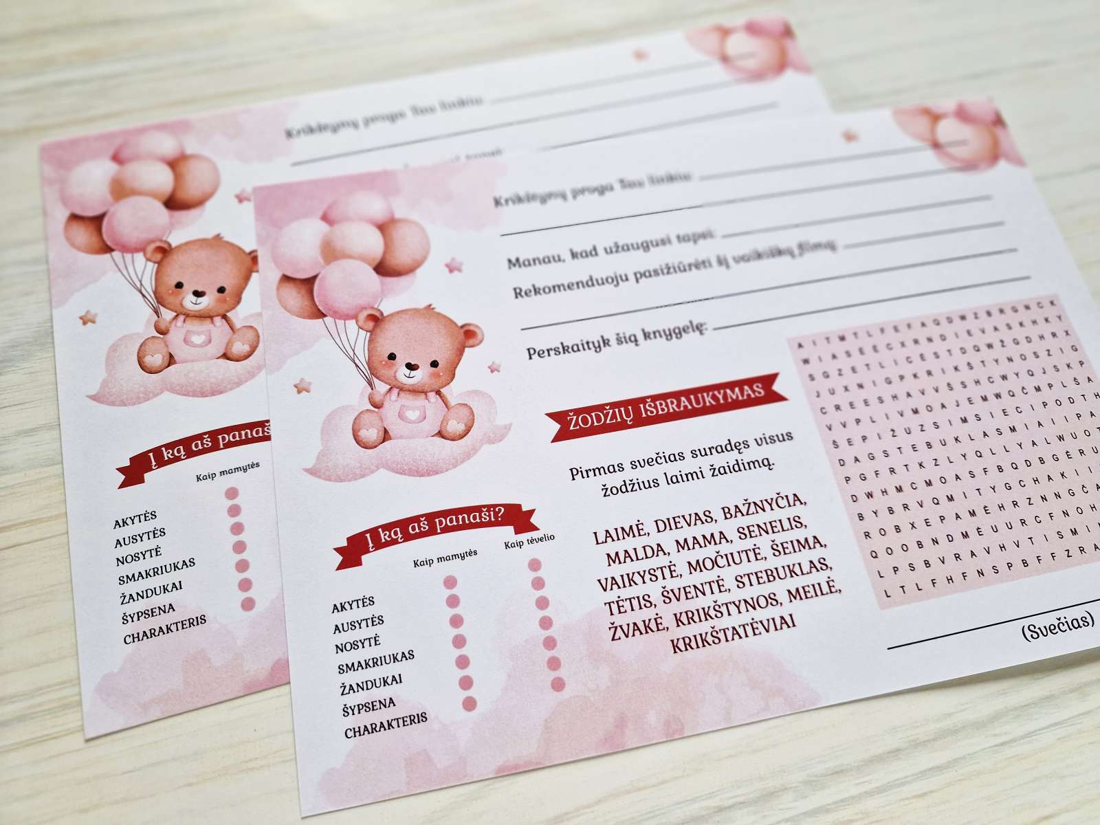 Mergaitės krikštynų svečių anketos (30vnt)