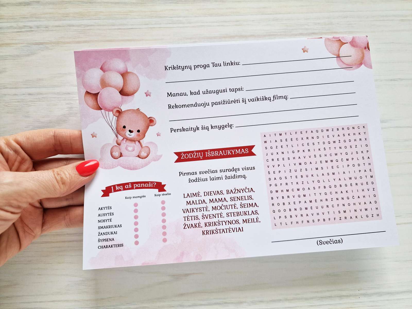 Mergaitės krikštynų svečių anketos (30vnt)