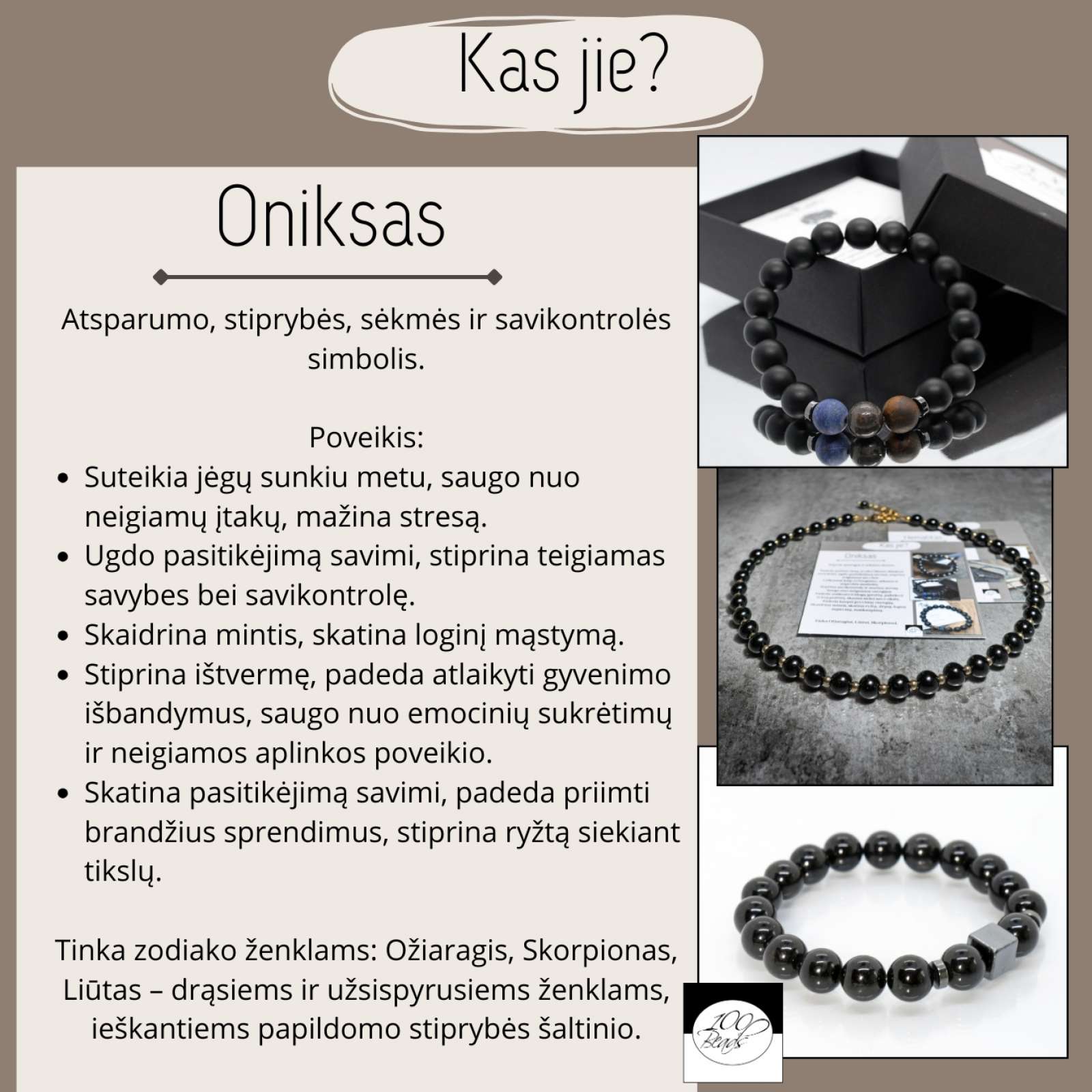 Lavos ir onikso akmenukų apyrankių komplektas Jam ir Jai (poros)
