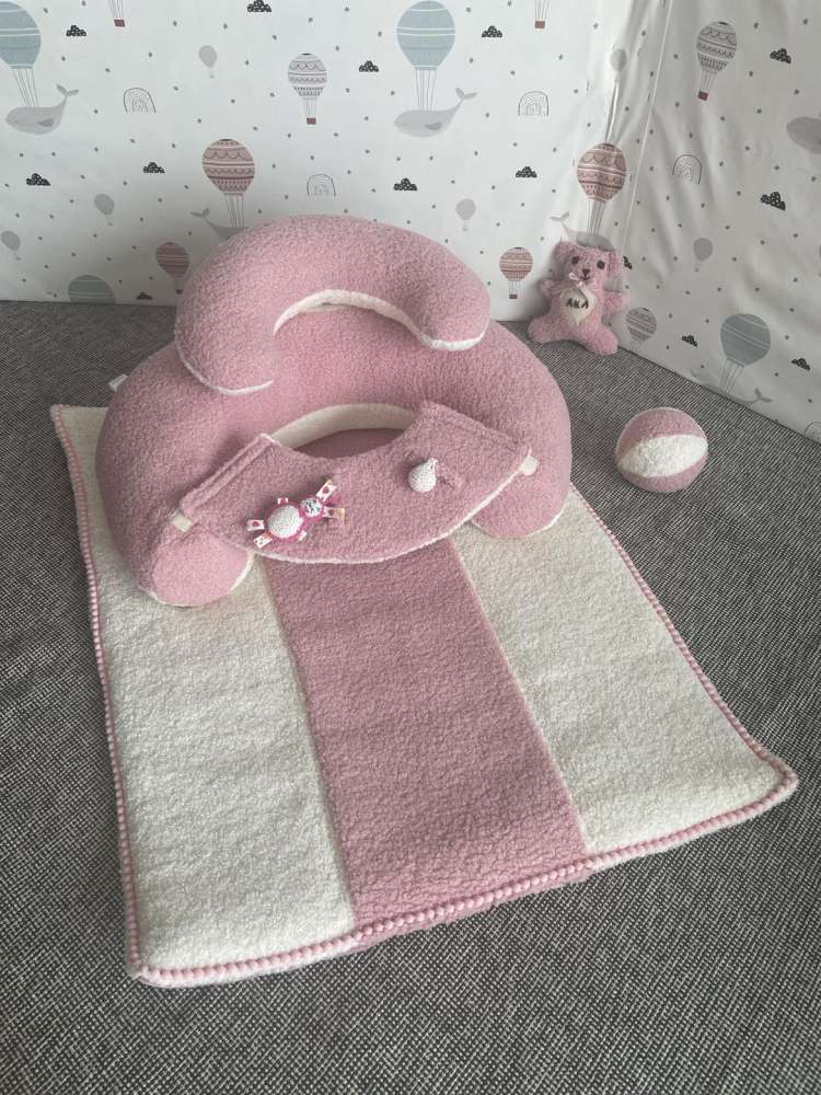 SĖDINUKAS su ilgu kilimėliu ,,Teddy ledinukas rožinis,,
