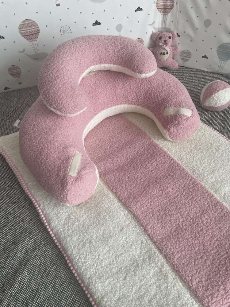 SĖDINUKAS su ilgu kilimėliu ,,Teddy ledinukas rožinis,,