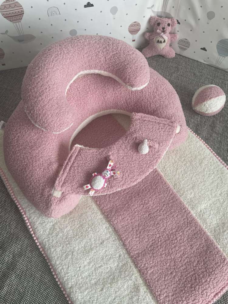 SĖDINUKAS su ilgu kilimėliu ,,Teddy ledinukas rožinis,,