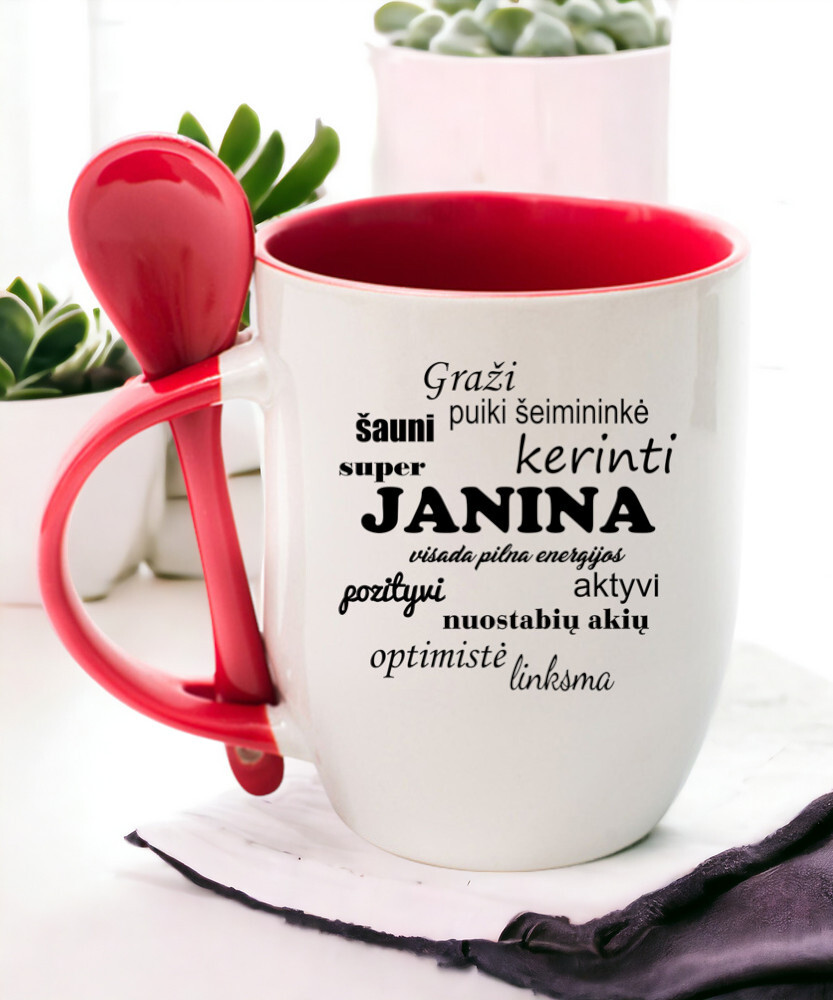 Puodelis su šaukšteliu „Janina“
