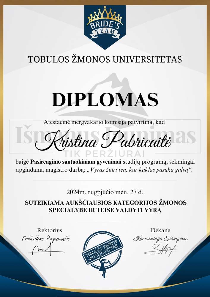 Elektroninis mergvakario diplomas ir jo priedėlis (PDF / PNG / JPG)