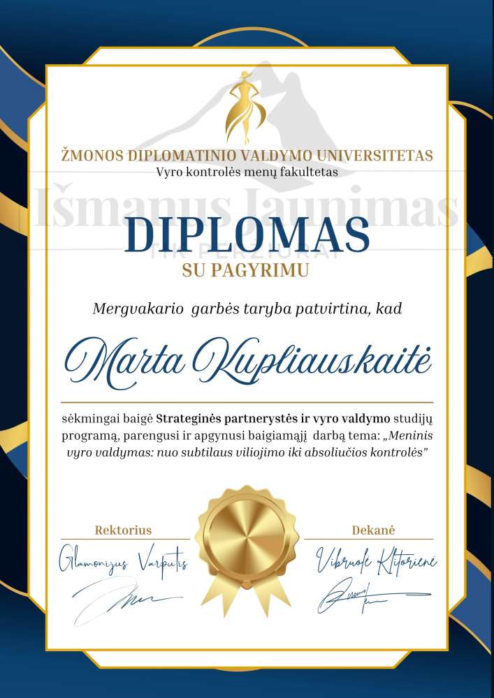 Elektroninis mergvakario diplomas ir jo priedėlis (PDF / PNG / JPG)