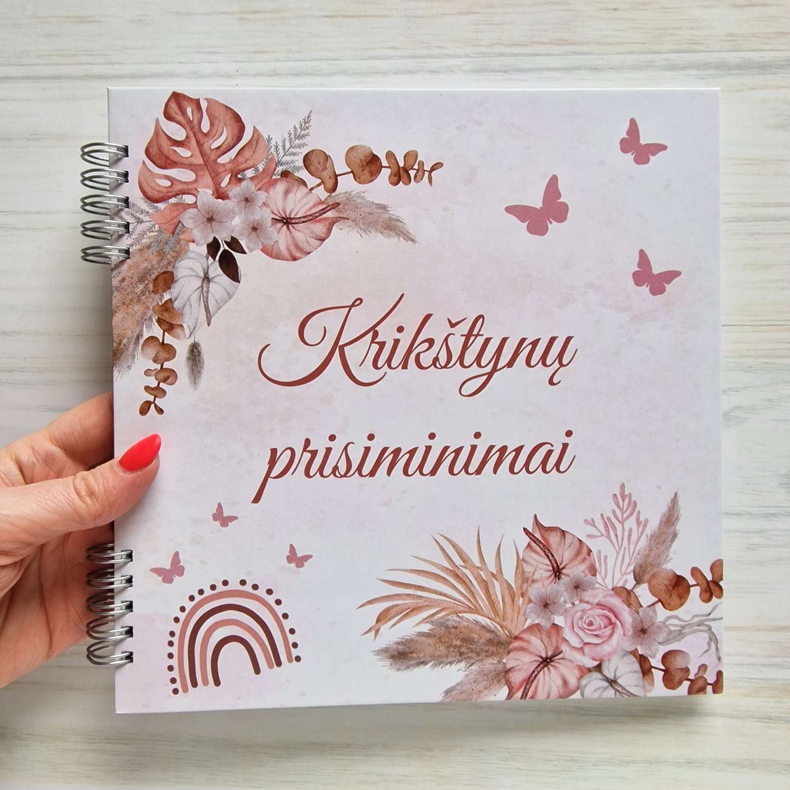 Palinkėjimų knyga su anketomis „Krikštynų prisiminimai“