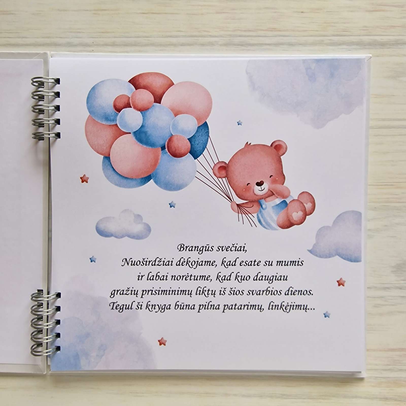 Berniuko krikštynų palinkėjimų knyga su anketomis