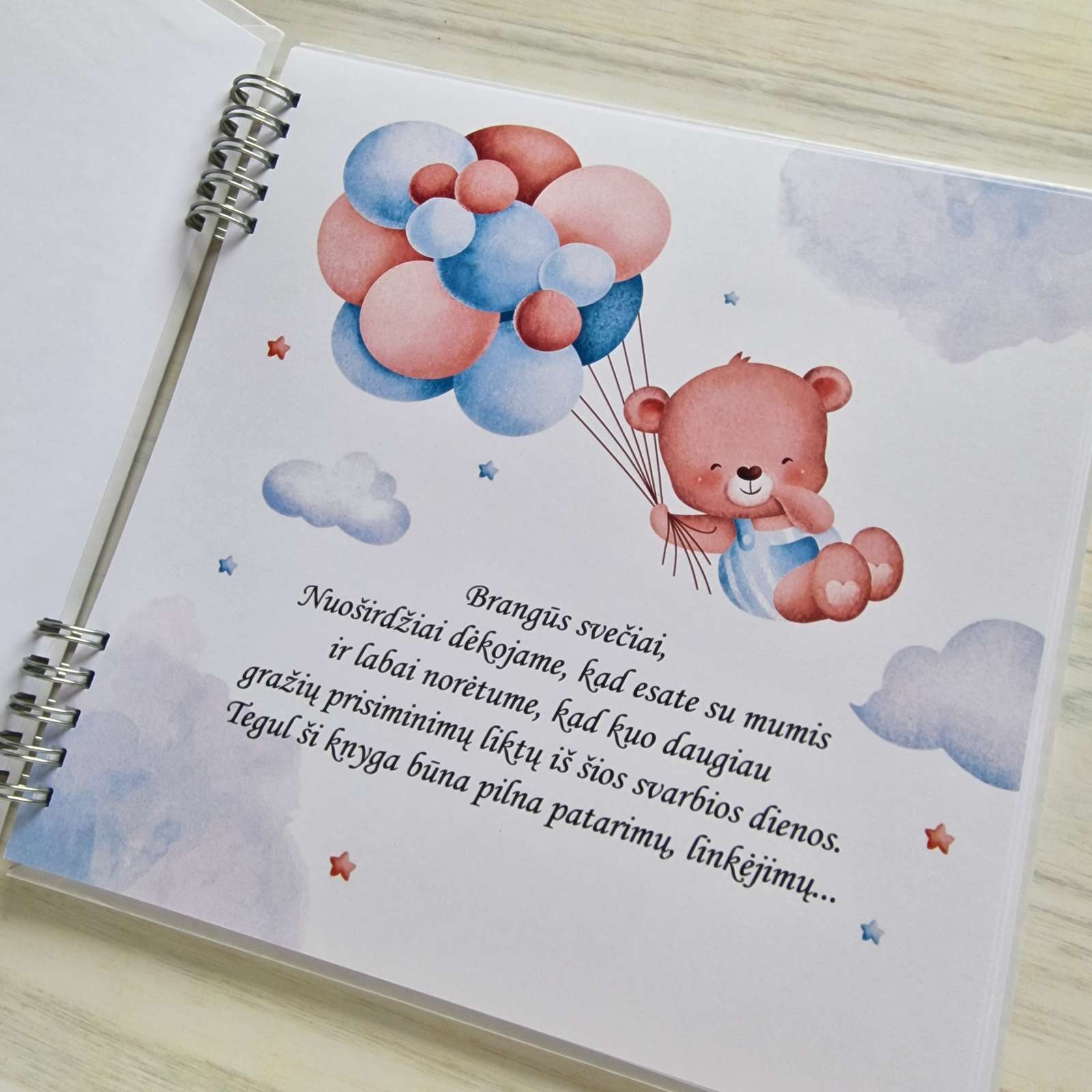 Berniuko krikštynų palinkėjimų knyga su anketomis