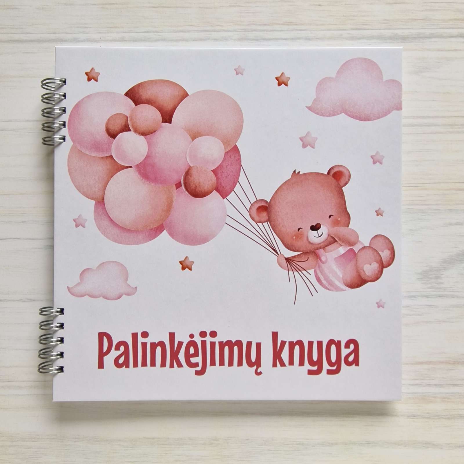 Mergaitės krikštynų palinkėjimų knyga su anketomis