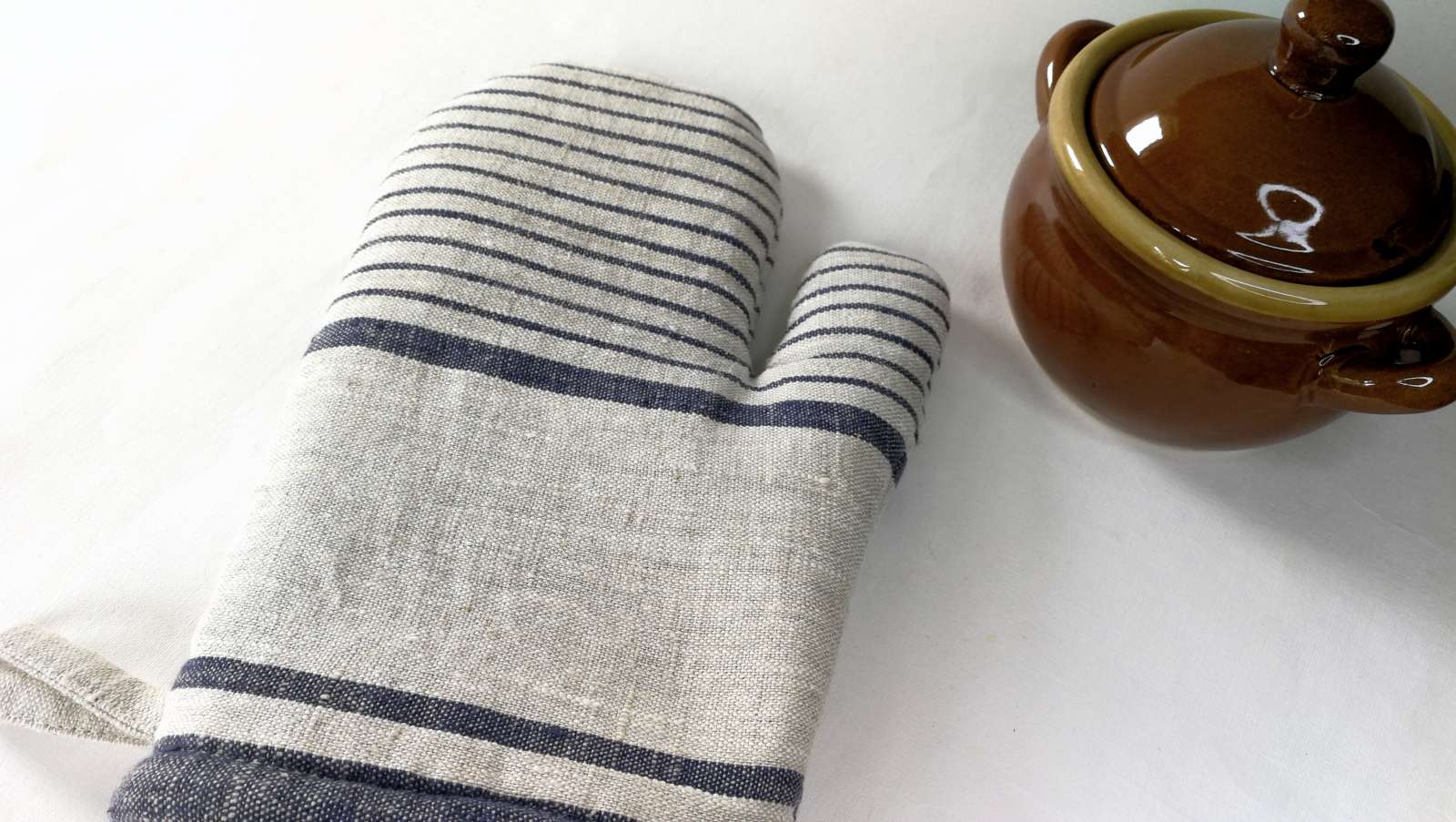 Lininė virtuvinė pirštinė – Tamsiai mėlyna (Navy Blue)