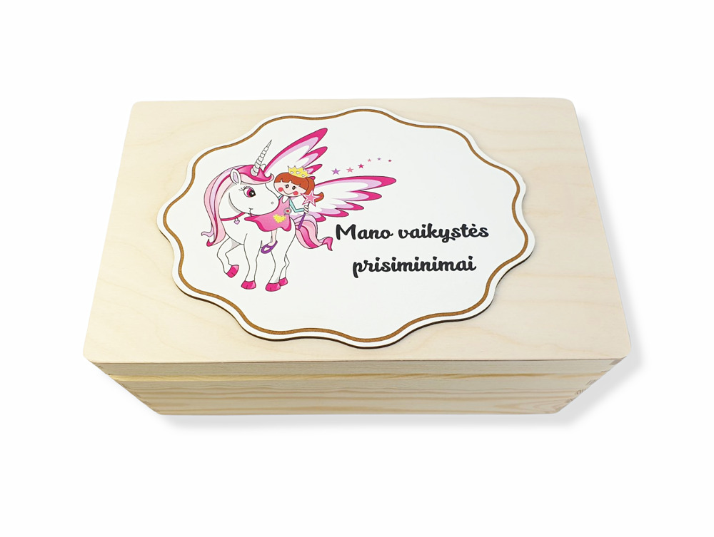 Medinė krikštadėžė su spauda „Vienaragis“
