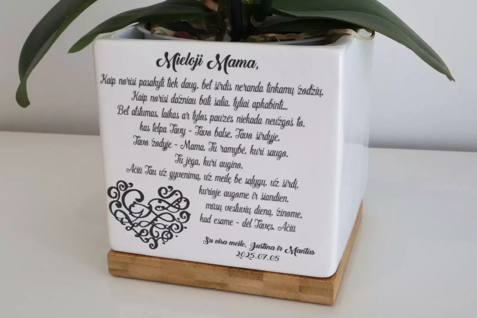 Personalizuotas vazonėlis mamai