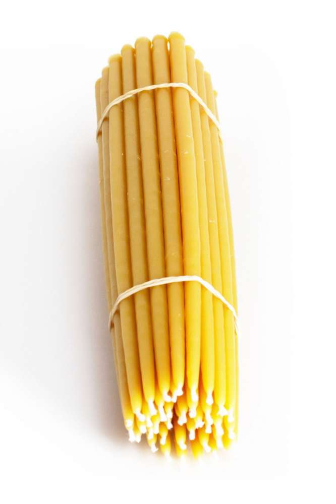 Plonos bičių vaško žvakės, 10 vnt, 0,8*23 cm