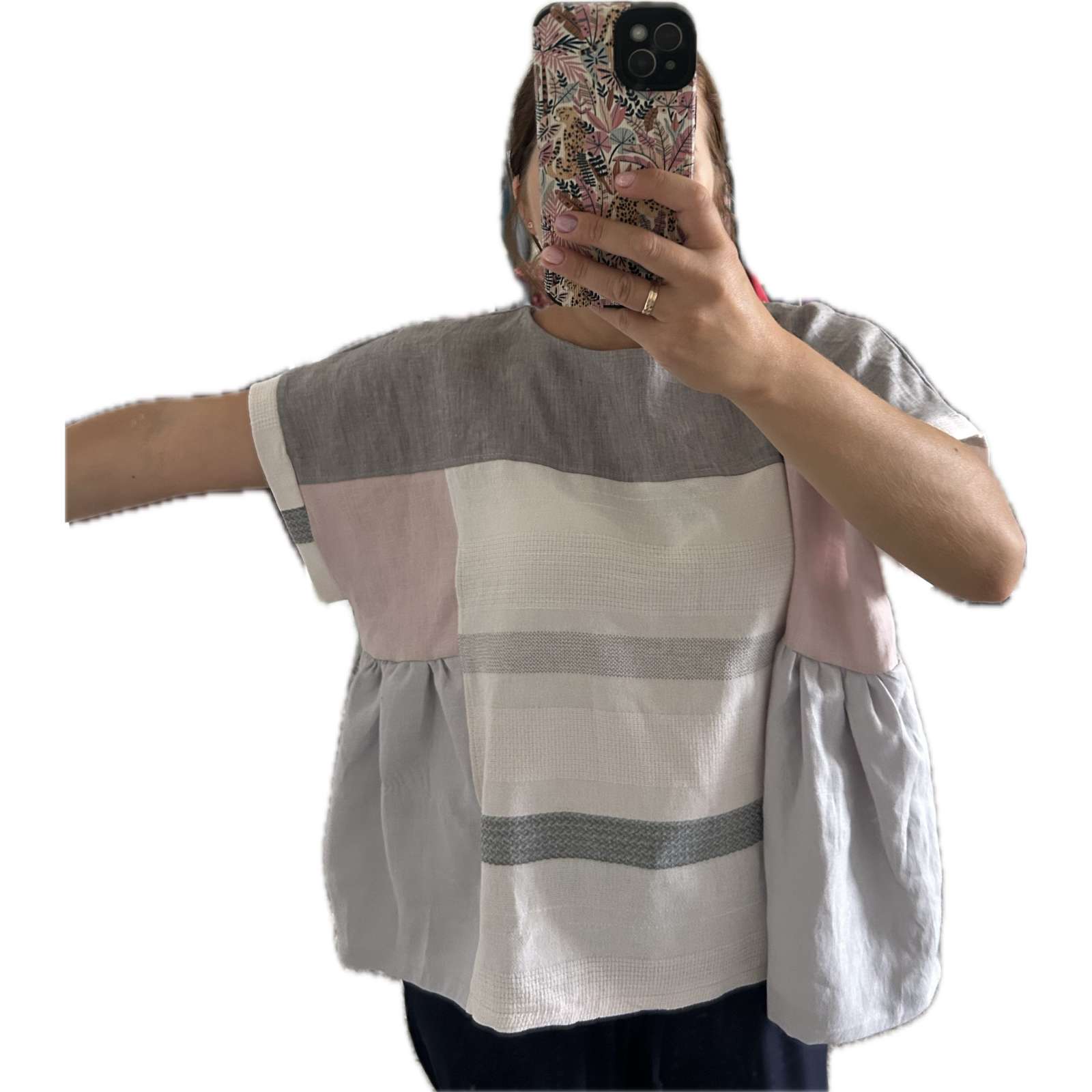 Pilka dryžuota lininė palaidinė