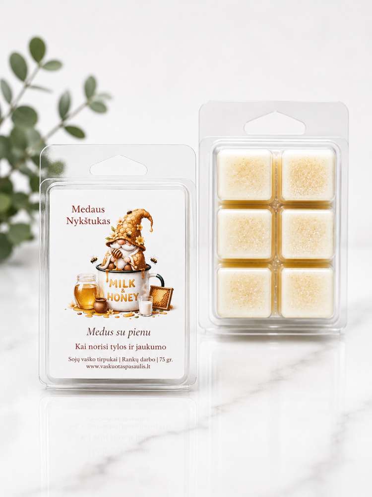 Vaško tirpukas „Medaus nykštukas“ – medaus su pienu aromato Vaško tirpukas „Medaus nykštukas“ – medaus su pienu aromato