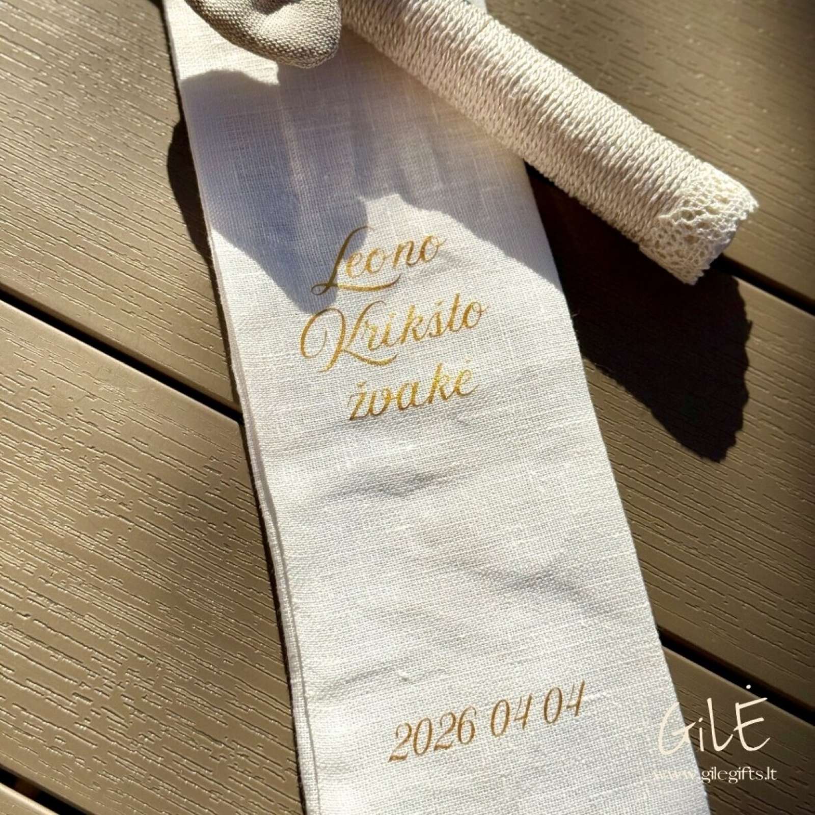 Lininis maišelis Krikšto žvakei, galima personalizacija Lininis maišelis Krikšto žvakei, galima personalizacija
