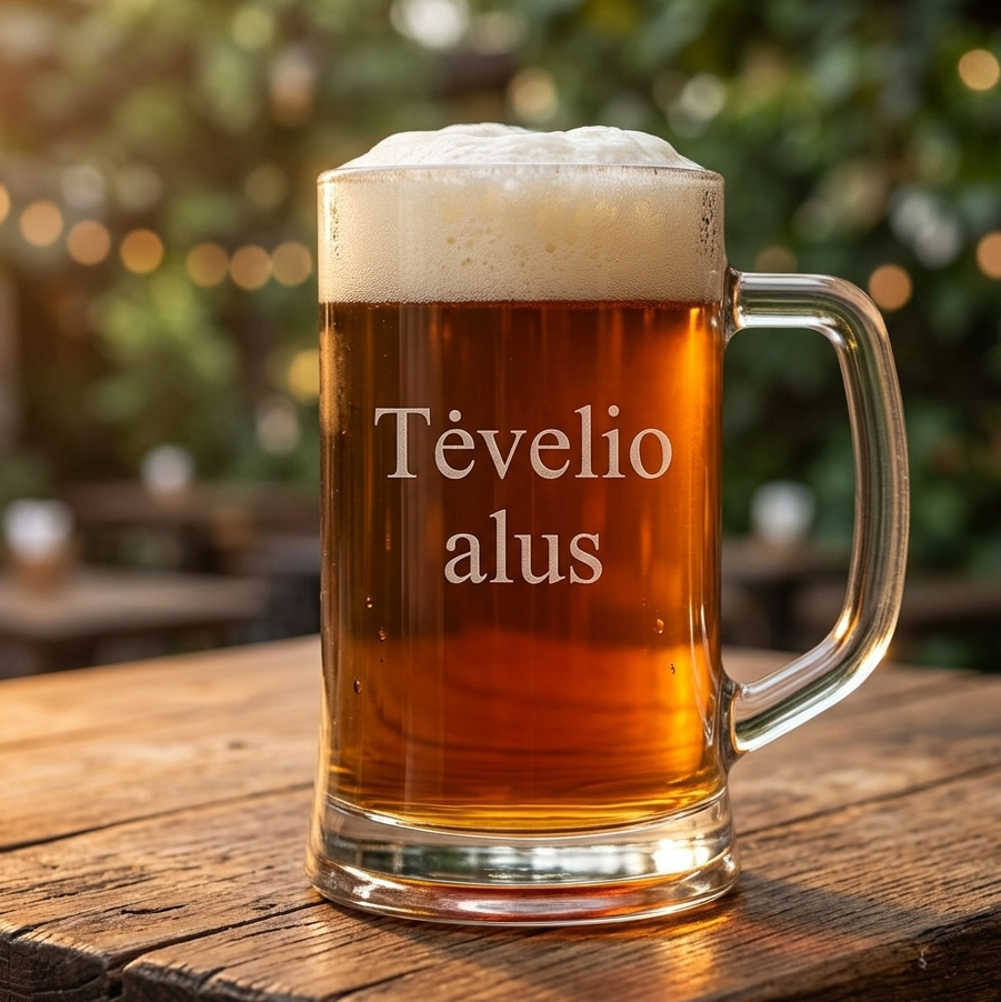 Graviruotas alaus bokalas „Tėvelio alus" – dovana tėčiui Graviruotas alaus bokalas „Tėvelio alus" – dovana tėčiui