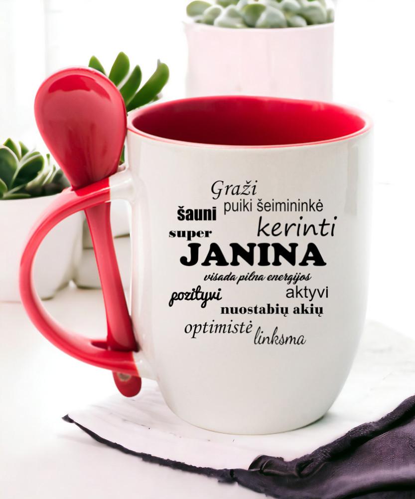 Puodelis su šaukšteliu „Janina“ (Su jūsų norimu vardu) Puodelis su šaukšteliu „Janina“ (Su jūsų norimu vardu)