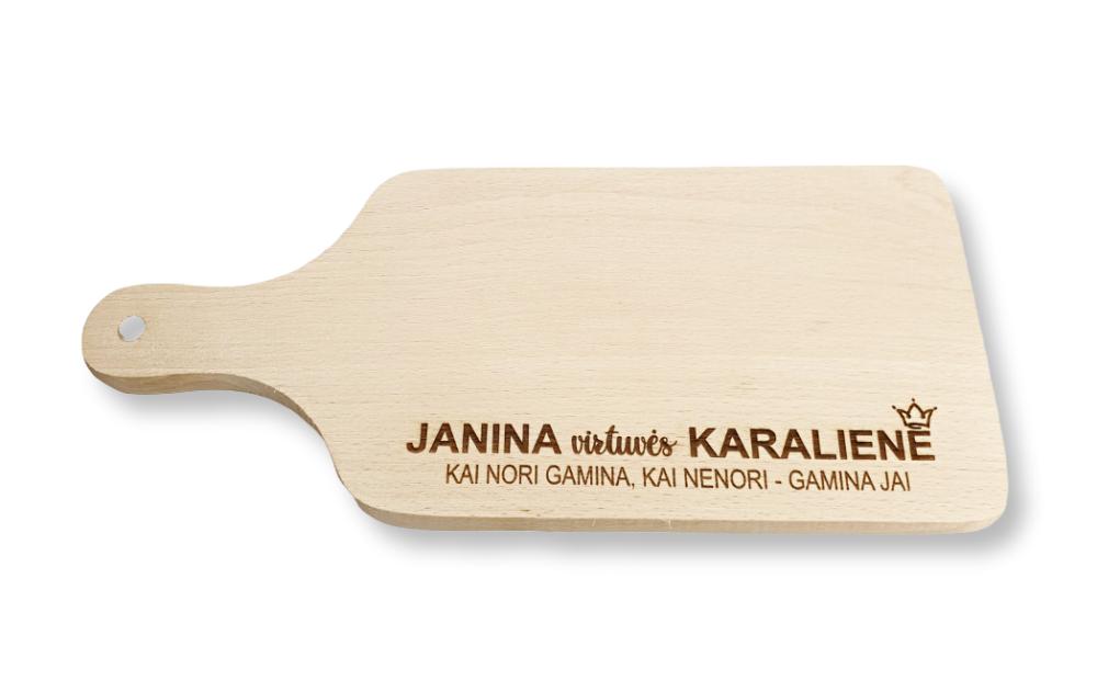 Graviruota Pjaustymo lentelė „Janina virtuvės karalienė“ Graviruota Pjaustymo lentelė „Janina virtuvės karalienė“