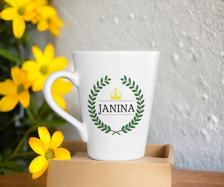 Latte puodelis „Janina“ (300ml) Su norimu vardu Latte puodelis „Janina“ (300ml) Su norimu vardu