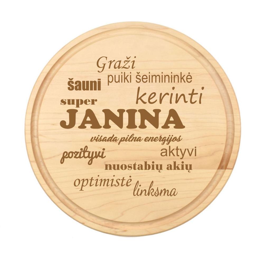 Apvali graviruota pjaustymo lentelė „JANINA“ Apvali graviruota pjaustymo lentelė „JANINA“