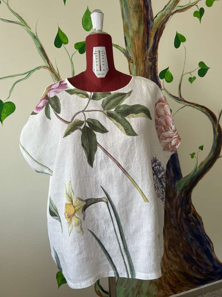 Lininė palaidinė gėlės 1 XL Lininė palaidinė gėlės 1 XL