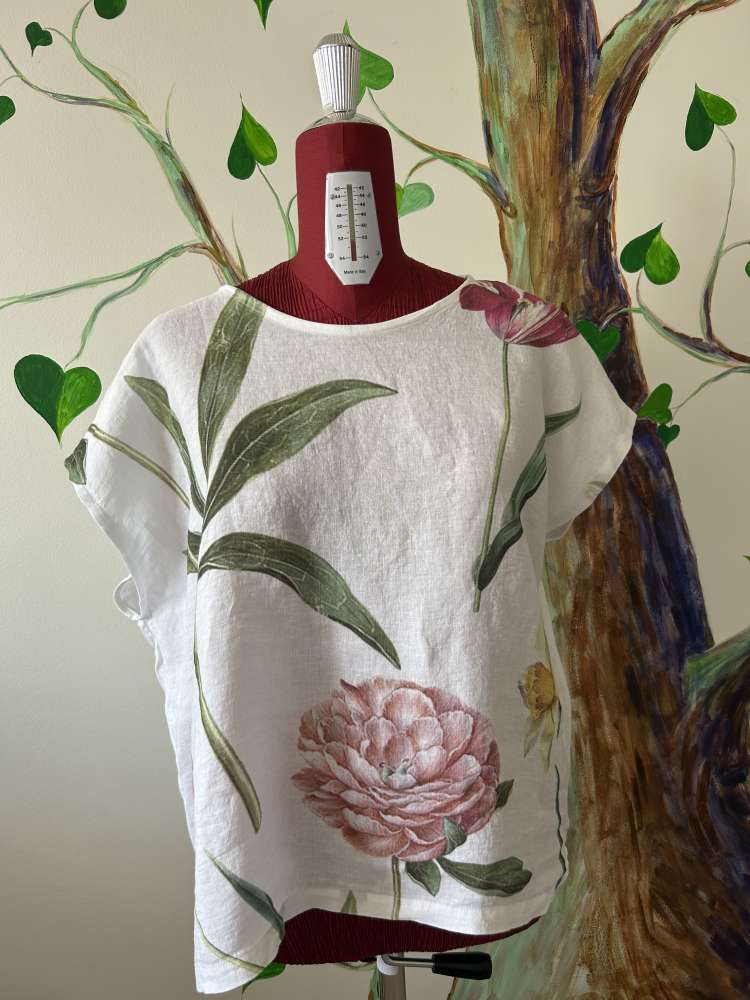 Lininė palaidinė gėlės 2 XL Lininė palaidinė gėlės 2 XL