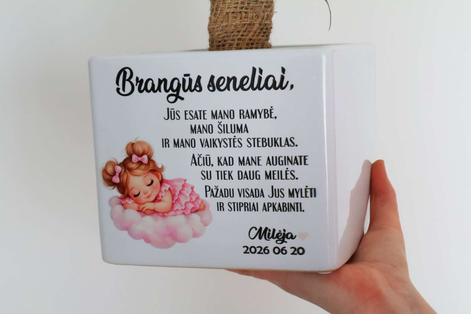 Personalizuotas vazonėlis krikšto tėvams ir seneliams su jūsų norimu tekstu Personalizuotas vazonėlis krikšto tėvams ir seneliams su jūsų norimu tekstu